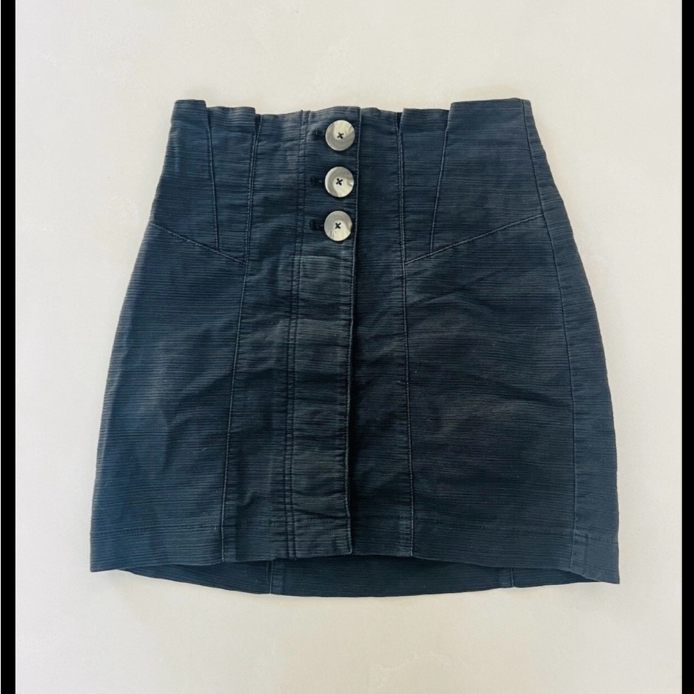 Free People Navy Button-Up Mini Skirt A557